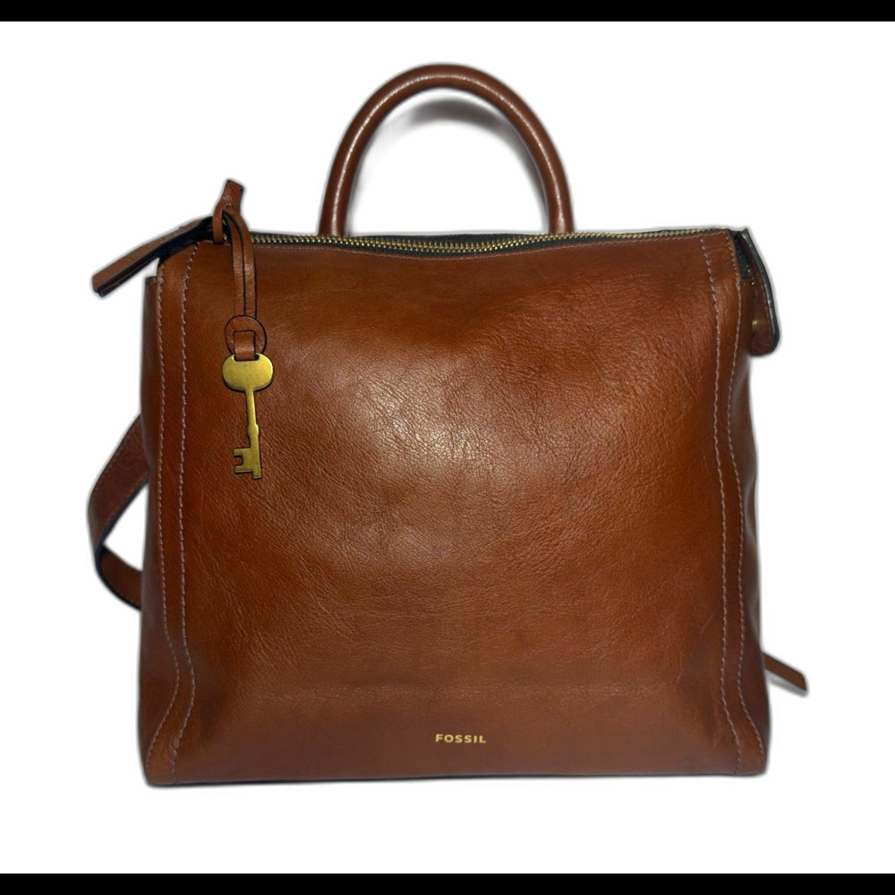 Fossil Brown Leather Convertible Backpack Crossbody Bag Handbag Purse EUC 14x10